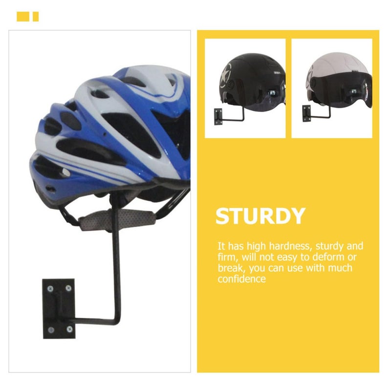 Iron Motorcycle Helmet Holder Wall Mounted 2 Pack Black Display Rack With Screws For Garage Storage - Image 5