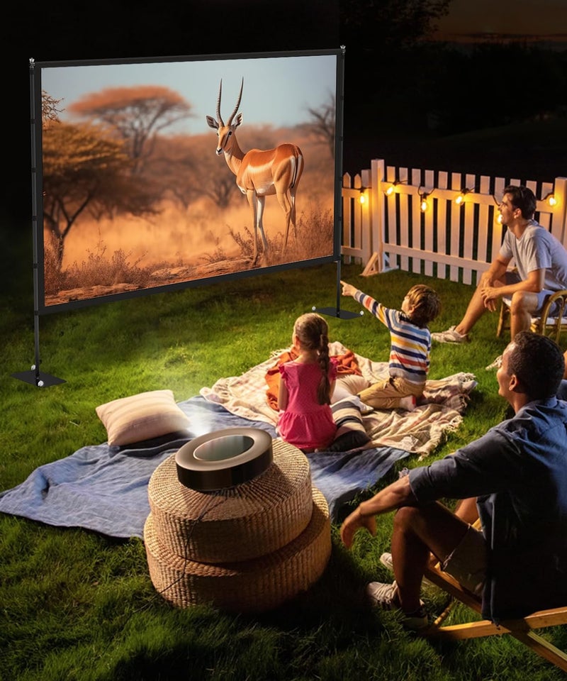 STWUI Projector Screen with Stand - 100 Inch Outdoor Projector Screen Portable Projector Screens 16:9 4K HD Outdoor Movie Screen with Carry Bag Can Enioy Home Theater Projection Screen - Image 2