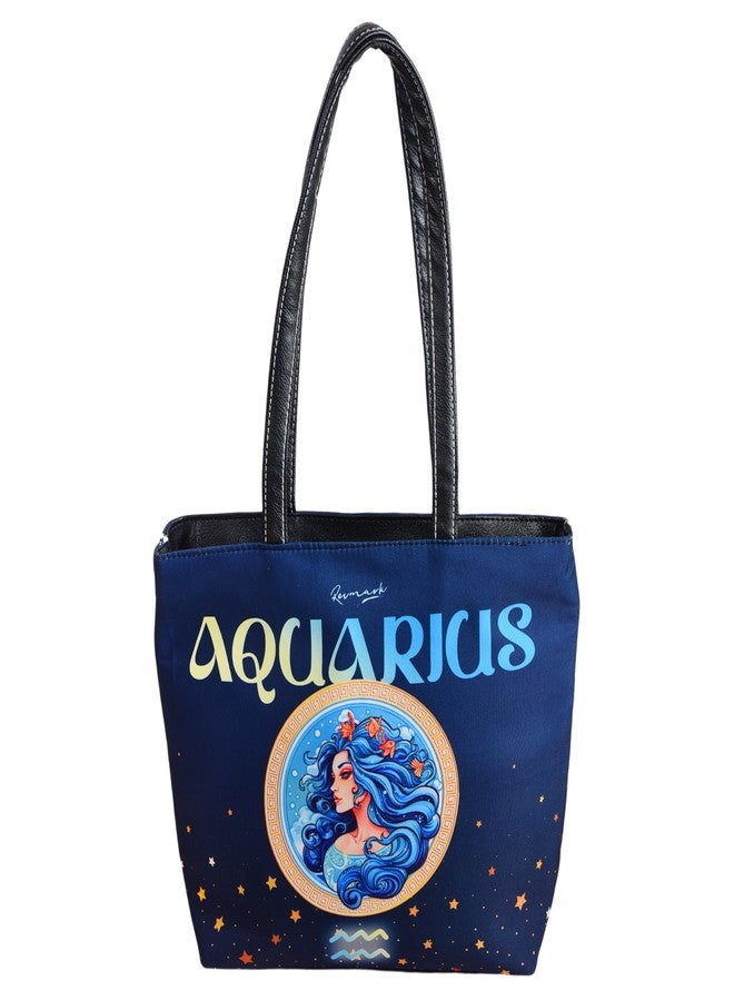 Revmark Zodiac Signature Totes- Aquarius Edition | Two Compartments, Digital Print | Spacious | PU Leather | Pack of 1 - Image 2