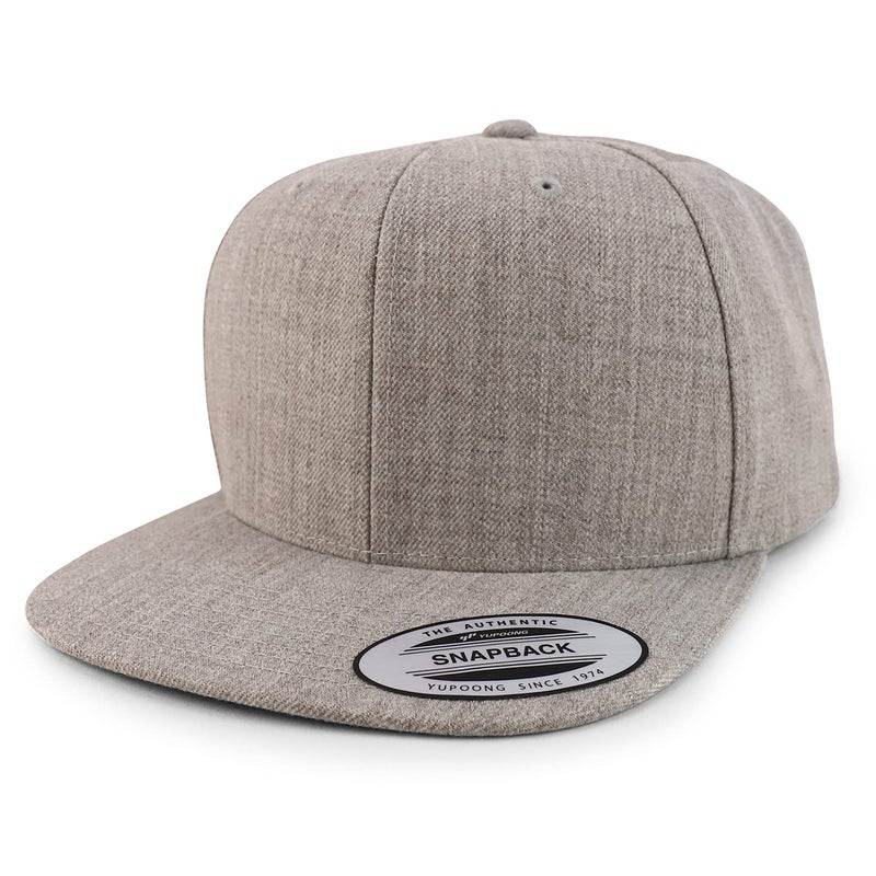 Armycrew Oversize XXL Structured Blank Flatbill Snapback Cap - Heather Grey - 2XL - Image 1