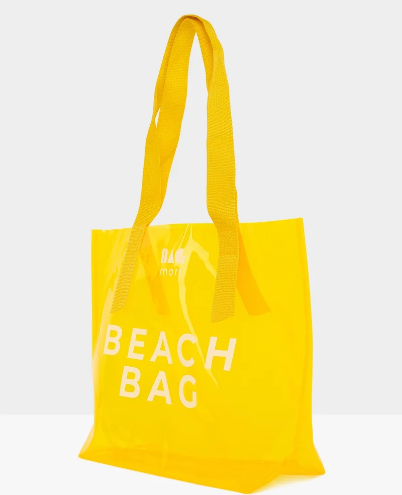 Bagmori Yellow Beach Bag Printed Transparent Beach Bag