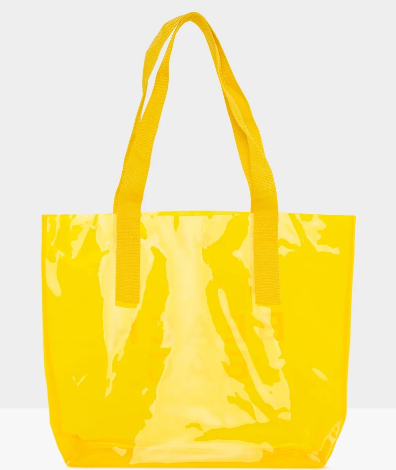 Bagmori Yellow Beach Bag Printed Transparent Beach Bag