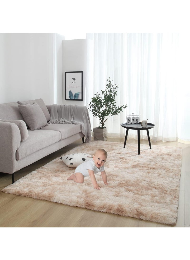Jorunb - Rugs For Living Room,Soft Fluffy Area Rug Bedroom Living Room Shaggy Washable Anti-Skid Comfortable Large Rugs Indoor Modern Home Decor Floor Carpet (Beige) - Image 1