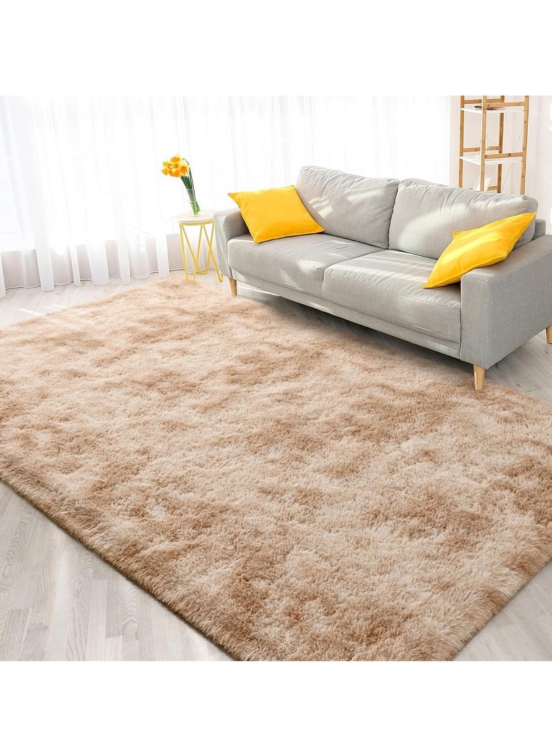 Jorunb - Rugs For Living Room,Soft Fluffy Area Rug Bedroom Living Room Shaggy Washable Anti-Skid Comfortable Large Rugs Indoor Modern Home Decor Floor Carpet (Beige) - Image 1