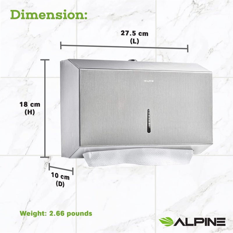 Alpine Industries Paper Towel Dispenser, 200 C Folds/ 275 Multi-Fold, natural - Image 3