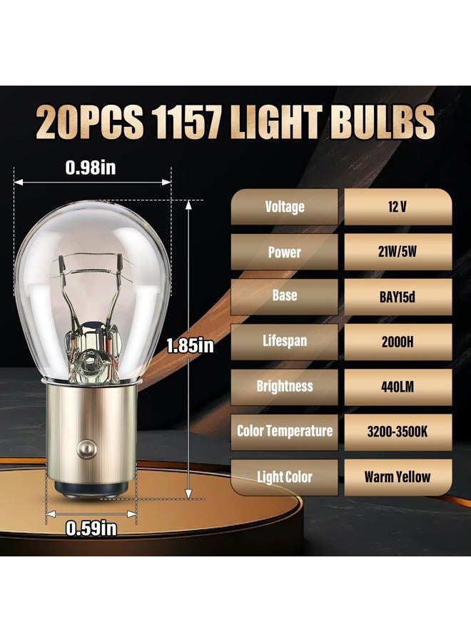 Meonum 20 Pack 1157 Bulbs, Long Life 1157 Light Bulb Replacement, 12V 21W/5W Tail Light Turn Signal Brake Light Bulb Bulk Compatible with 7528 2357 2057 1016 1034 1076 for Marker Tail Running Parking - Image 2