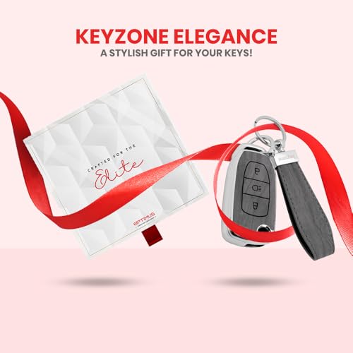 keyzone Woodgrain TPU Key Cover & Keychain for Tata Curvv, Nexon, Harrier, Safari, Punch, Altroz, Tiago, Tigor 3b Flip Key (Oak Grey) - Image 4