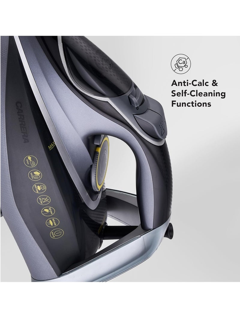 كاريرا CARRERA Steam Iron No 210-2800W Power, Aluminum Soleplate with Ceramic Coating, Anti-Calc, Self-Cleaning, Adjustable Temperature, Auto Shut-Off  - Image 5