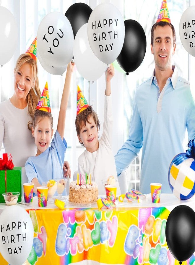 ٨٠ بالونًا مكتوب عليها "عيد ميلاد سعيد" بالونات لاتكس سوداء وبيضاء لتزيين حفلات أعياد ميلاد الأطفال (عيد ميلاد سعيد) - Image 4