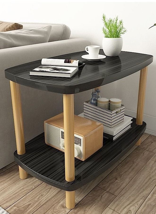 fashionhome طاولة قهوة جانبية للأريكة مكونة من طبقتين لغرفة المعيشة 80 × 40 × 53 سم - Image 1