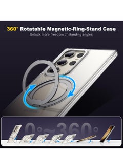 Generic For Samsung Galaxy S24 Ultra Case, 360 Degrees Rotatable Magnetic Ring Stand Back Cover, Compatible with Magsafe, Clear Slim Fit Anti-Yellowing Mobile Phone Case  - Image 4