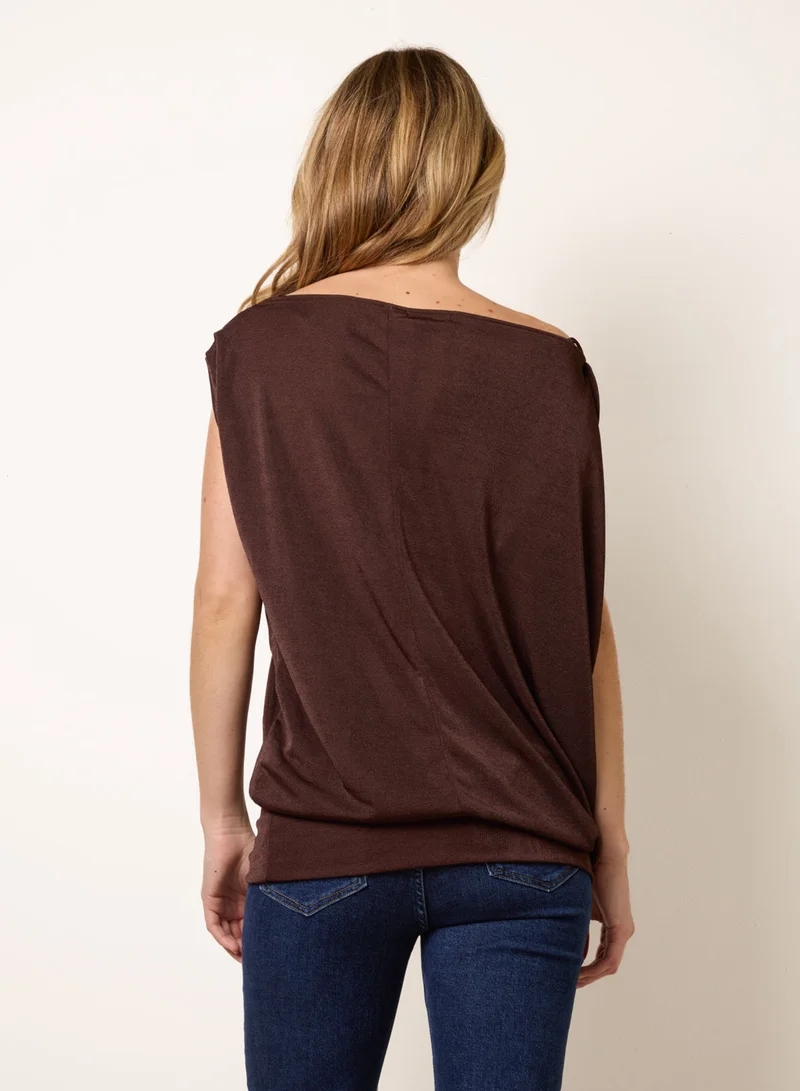Blue Vanilla Deep Band Slinky Oversize Tunic Top
