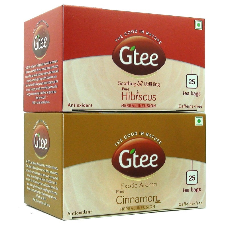 Gtee أكياس شاي الكركديه وأكياس شاي القرفة من GTEE، 25 كيس شاي (عبوة من 2) - Image 3