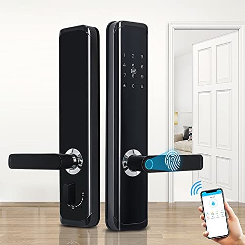 DHVAJ Smart Door Lock with 5Way Unlocking Fingerprint Pincode Mobile App Mechanical Key OTP Access Stainless Steel Mortise with 5 Bolts Trust of Hero Group Silver - Image 1