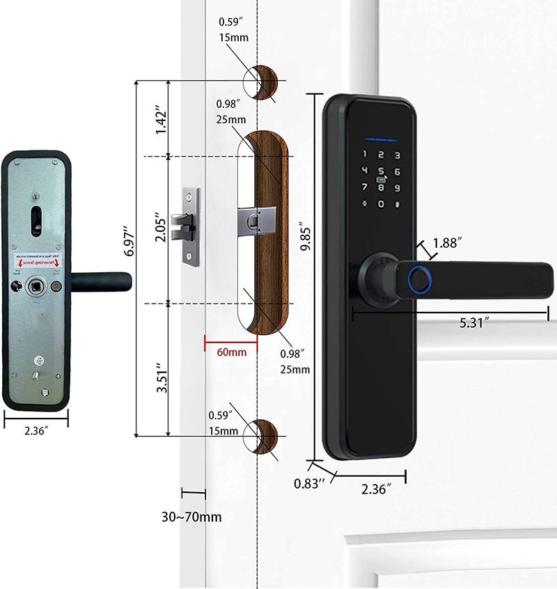 DHVAJ Smart Door Lock with 5Way Unlocking Fingerprint Pincode Mobile App Mechanical Key OTP Access Stainless Steel Mortise with 5 Bolts Trust of Hero Group Silver - Image 3