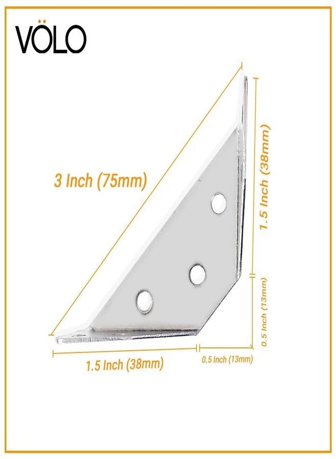 Volo L & Triangle Angle Bracket for Reinforcing Chairs/Tables - Zinc-Plated Shelf, Furniture, Cabinet, Wood, Wall & Corner Supports (1x1 Inch & 1.5 Inch) (4, Triangle Brackets (1.5 Inch)) - Image 2