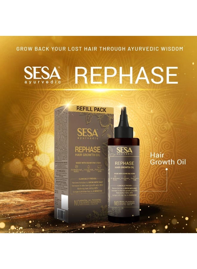 SESA Ayurvedic Rephase Refill Hair Growth Oil With 26 Herbs And 6 Essential Oils Promotes Hair Growth Help Reduces Hair Fall & Strengthen Roots Natural Hair Oil For Women And Men, 100 Ml - Image 3