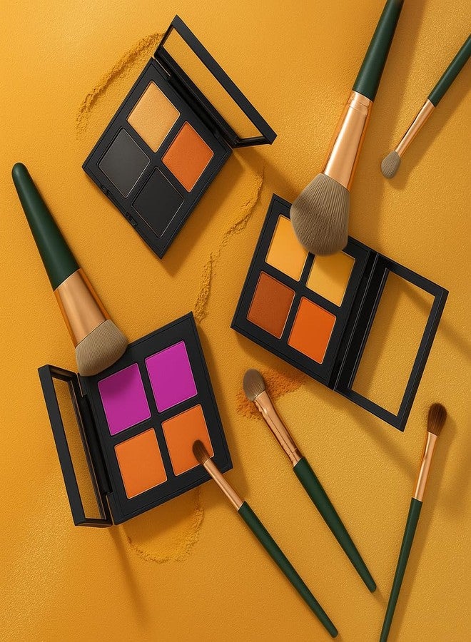 ANNACREATIONS ANNA's 14 Pcs Makeup Brush Set with Beauty Blender Sponge - Professional Face & Eye Cosmetic Brushes for Foundation, Blush, Contour, Eyeshadow - Soft Bristles, Green Handle - Image 4