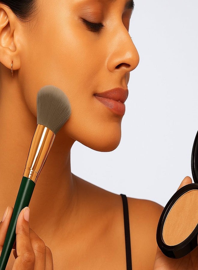 ANNACREATIONS ANNA's 14 Pcs Makeup Brush Set with Beauty Blender Sponge - Professional Face & Eye Cosmetic Brushes for Foundation, Blush, Contour, Eyeshadow - Soft Bristles, Green Handle - Image 2