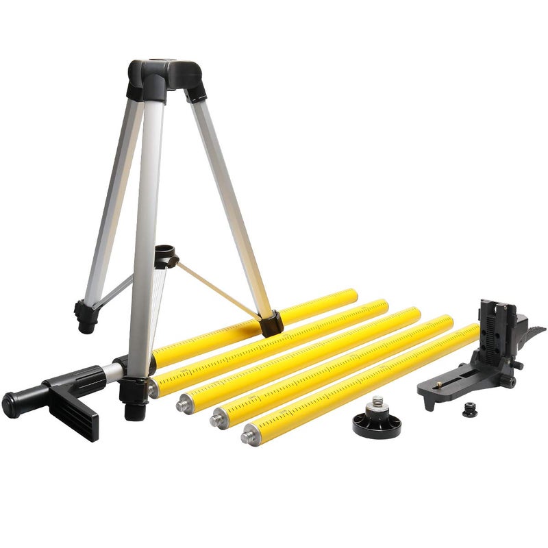 Huepar Huepar Laser Mounting Pole 3.7m/12ft for Rotary and Line Lasers, Laser Level Telescoping Pole with Tripod, Adjustable Mounting Clamp with 1/4"-20 Male Thread and 5/8"-11 Thread Adapter - LP36  - Image 1