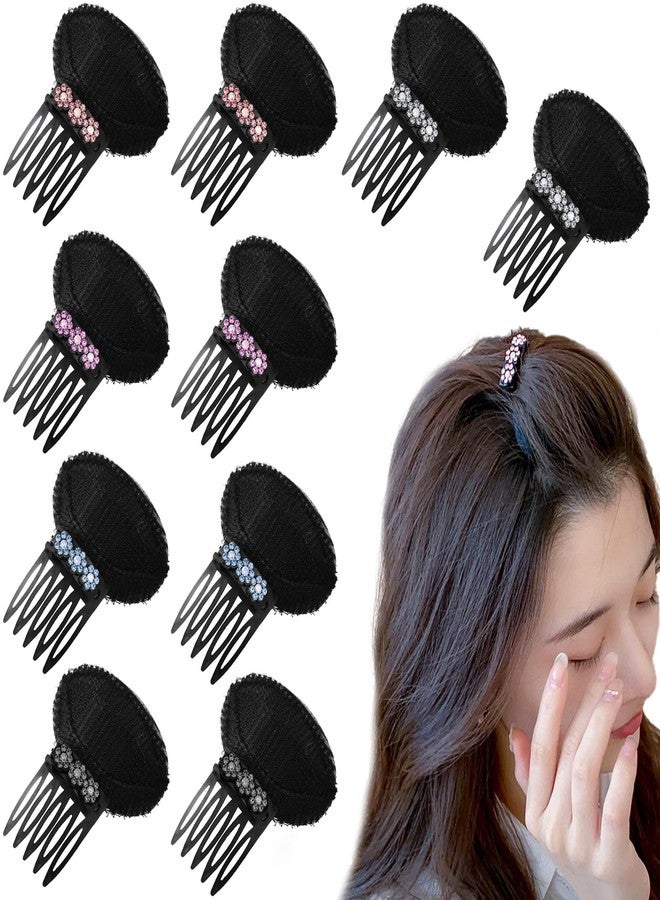 KuuGuu 10 PCS Rhinestone Flower Hair Volumizing Clips with Comb Hair Cushion Fashionable Non-Slip Invisible Fluffy Hair Pad Clip with Sponge Inserts Puffy Voluminous Hairstyles for Women Girls - Image 1