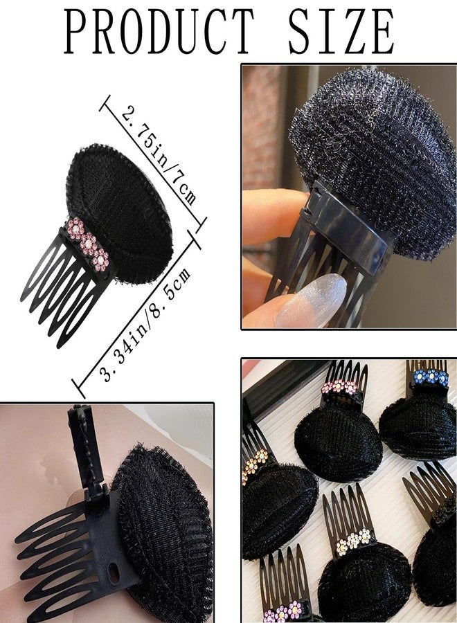 KuuGuu 10 PCS Rhinestone Flower Hair Volumizing Clips with Comb Hair Cushion Fashionable Non-Slip Invisible Fluffy Hair Pad Clip with Sponge Inserts Puffy Voluminous Hairstyles for Women Girls - Image 2