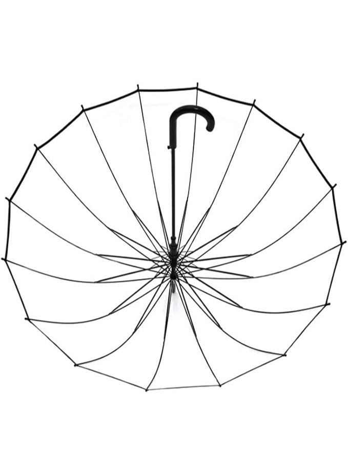 Lancoon Clear Bubble Umbrella Fiberglass Ribs Big Windproof Auto Open See Through KS10Black, M - Image 4