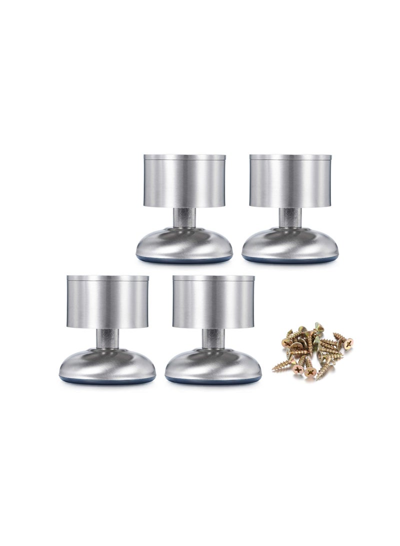 Luckam 4 Pcs Adjustable Metal Furniture Legs - Stainless Steel Cabinet Legs Round for Cabinet Sofa Table Kitchen Feet Replacement, (Height 60mm/2.5") - Image 1