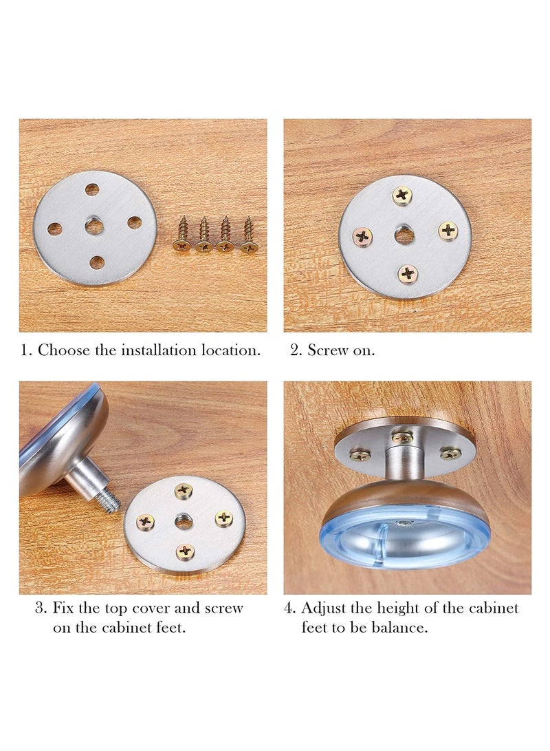 Luckam 4 Pcs Adjustable Metal Furniture Legs - Stainless Steel Cabinet Legs Round for Cabinet Sofa Table Kitchen Feet Replacement, (Height 60mm/2.5") - Image 5