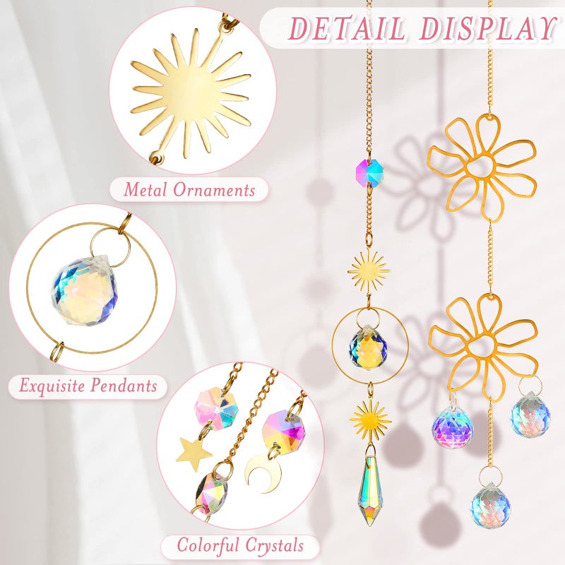 Ysleen 16 Pcs Crystals Suncatcher Colorful Hanging Sun Catcher for Window with Chain Pendant Ornament Prism for Garden Wedding Party Indoor Outdoor Decoration Gift(Rainbow) - Image 3