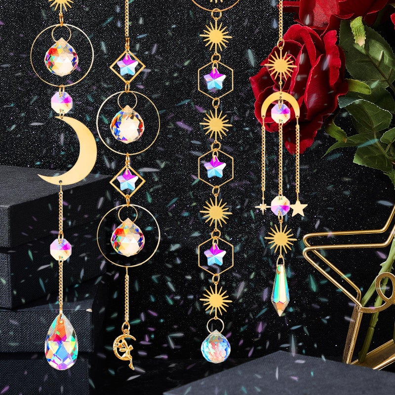 Ysleen 16 Pcs Crystals Suncatcher Colorful Hanging Sun Catcher for Window with Chain Pendant Ornament Prism for Garden Wedding Party Indoor Outdoor Decoration Gift(Rainbow) - Image 5
