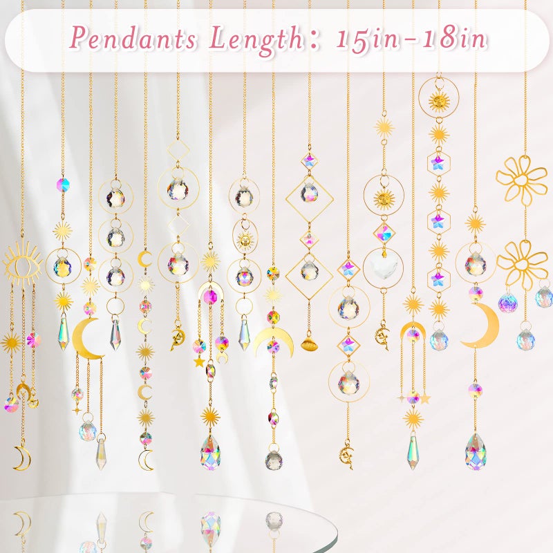 Ysleen 16 Pcs Crystals Suncatcher Colorful Hanging Sun Catcher for Window with Chain Pendant Ornament Prism for Garden Wedding Party Indoor Outdoor Decoration Gift(Rainbow) - Image 2