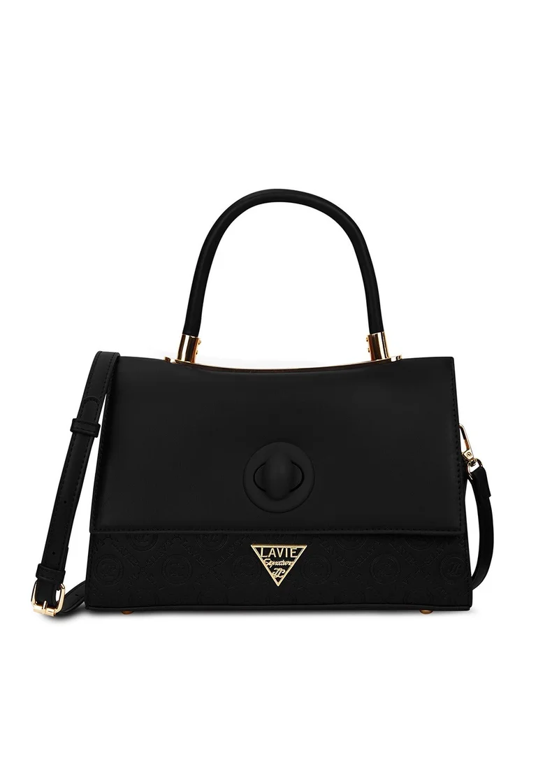 Signature Women's Charlotte Flap Satchel (Black)