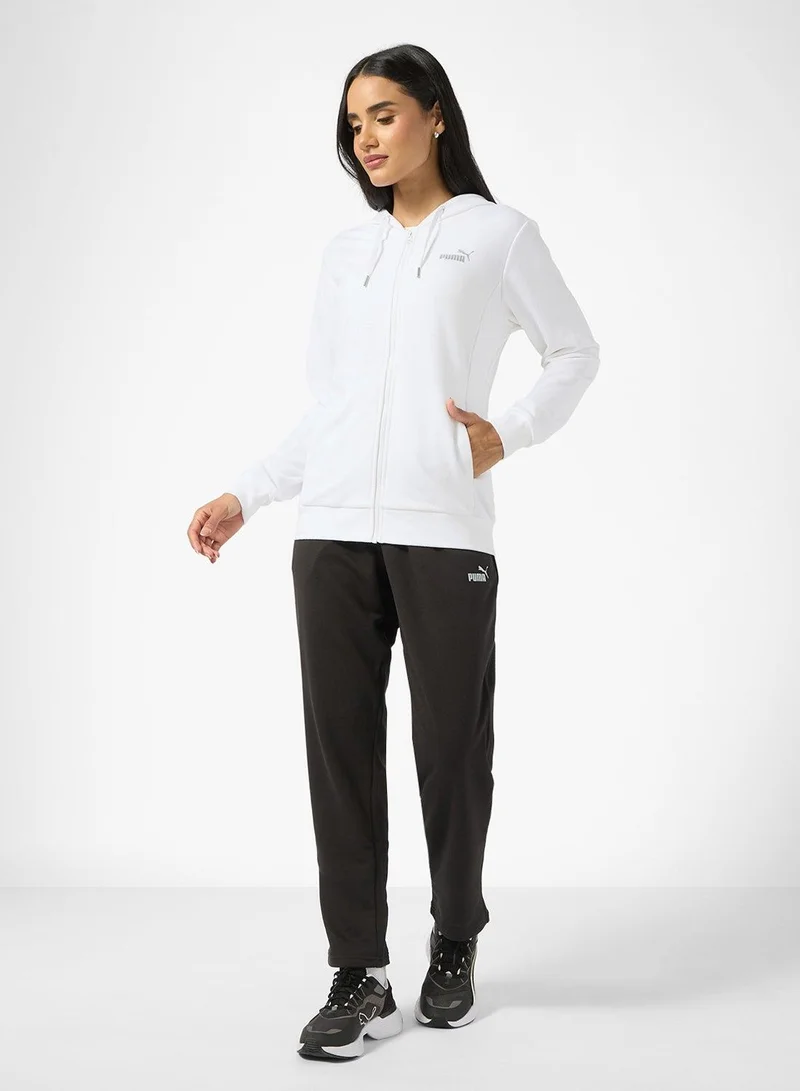 PUMA puma white Metallic Hooded Tracksuit for Women | Best Price UAE