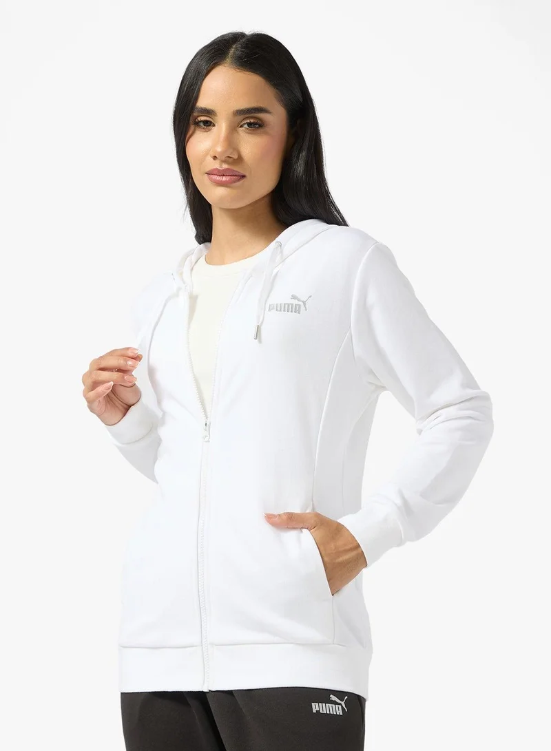 PUMA puma white Metallic Hooded Tracksuit for Women | Best Price UAE