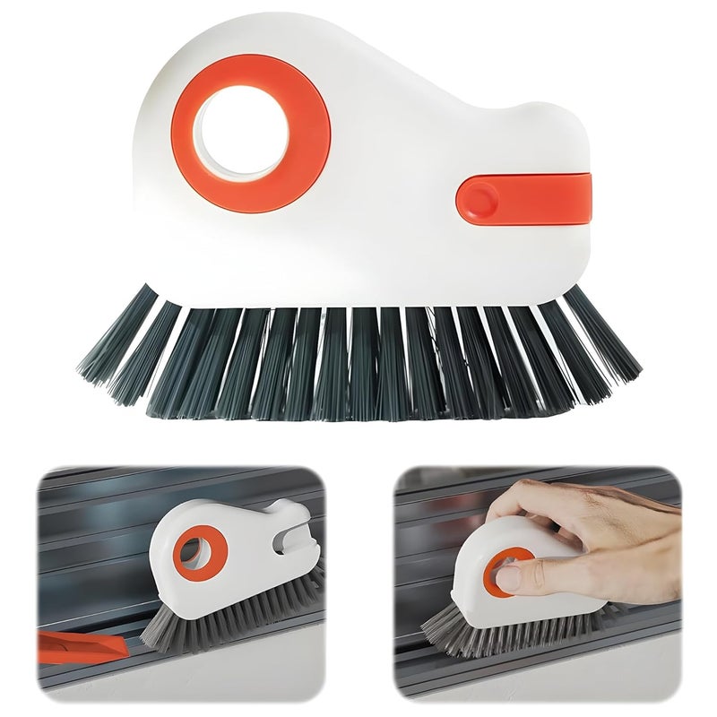 KBZONE 2 in 1 Groove Cleaning Brush Window Track Cleaning Tools, Multifunction Bristle Crevice Cleaning Brush with Hidden Scraper, Grout Cleaner Grip Brush for Sliding Door Track - Image 1