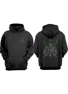The Wert Unisex Zoro Green Sword Design Front Back Printed Regular Fit Black Sweatshirt  - Image 1