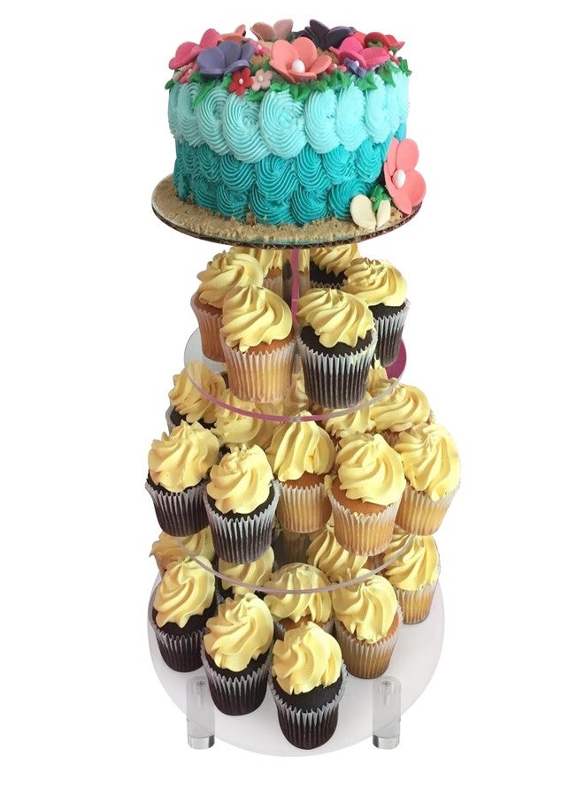 Gowing 4 Tier Cupcake Stand, Cupcake Tower, Acrylic Cupcake Display Stand with Base, Tiered Dessert Stands for Party - Image 1