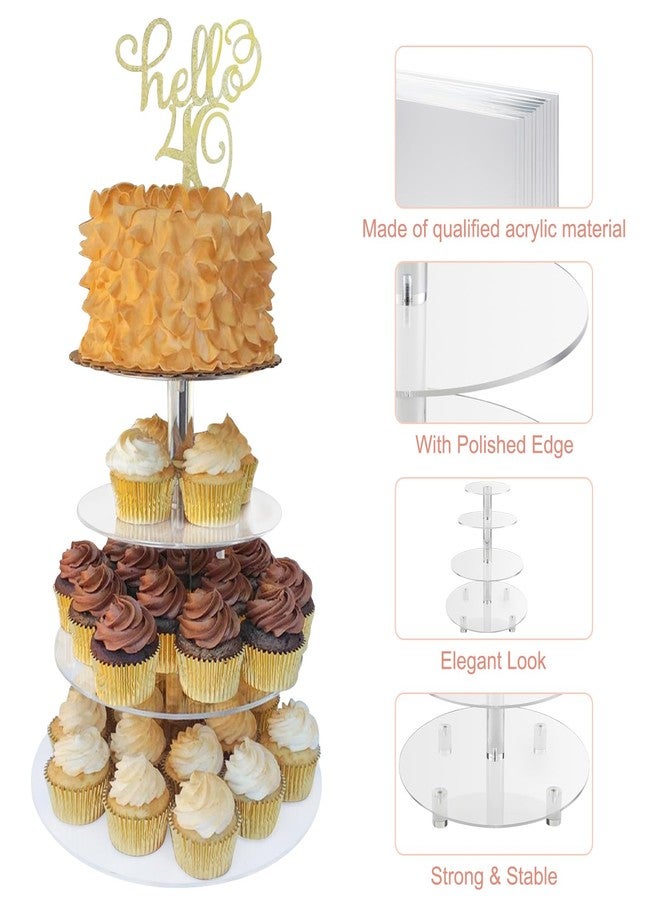 Gowing 4 Tier Cupcake Stand, Cupcake Tower, Acrylic Cupcake Display Stand with Base, Tiered Dessert Stands for Party - Image 2