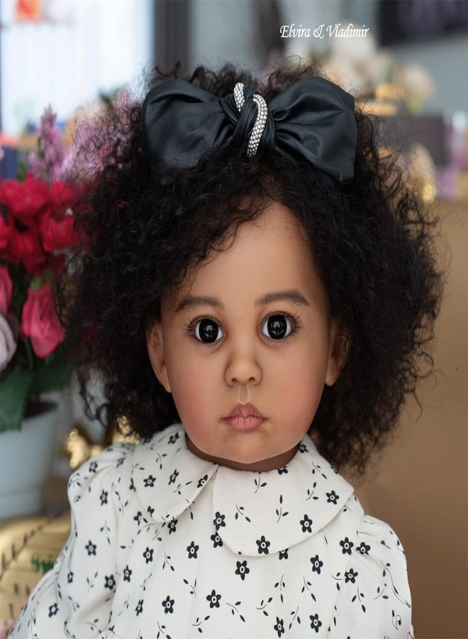 GYCV Lifelike Reborn Toddler Dolls Black Girl 24 Inch Reborn Baby Doll Curly Hair Realistic Black Toddler Dolls Girl Real Life Baby Doll Toys with Accessories & Gift Box Birthday Gifts for Kids - Image 2