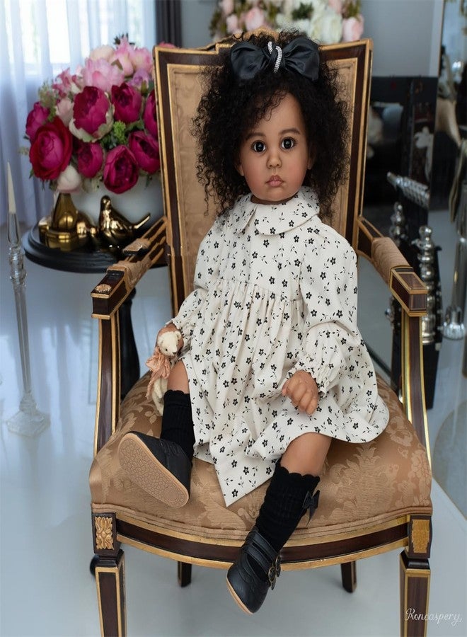 GYCV Lifelike Reborn Toddler Dolls Black Girl 24 Inch Reborn Baby Doll Curly Hair Realistic Black Toddler Dolls Girl Real Life Baby Doll Toys with Accessories & Gift Box Birthday Gifts for Kids - Image 1