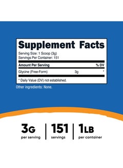 Nutricost Glycine 3G Per Serving, 151 Servings, 1 LB Per Container, Unflavored, Net Wt. 16.2 Oz(1 LB,) 454 G, Dietary Supplement  - Image 2