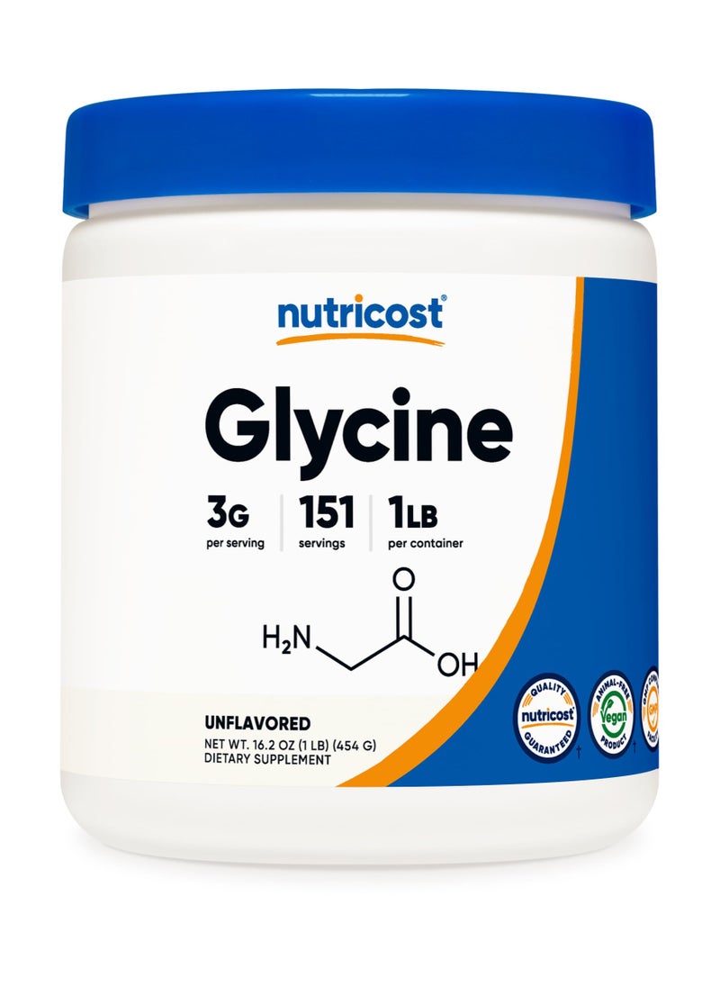 Nutricost - Glycine 3G Per Serving, 151 Servings, 1 LB Per Container, Unflavored, Net Wt. 16.2 Oz(1 LB,) 454 G, Dietary Supplement - Image 1