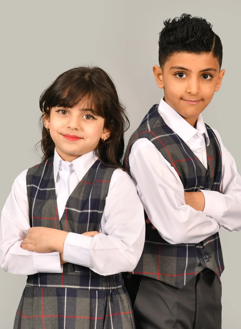 HAWRAA ABAYA Girls' Plaid Kindergarten Suit with Ruched Waist