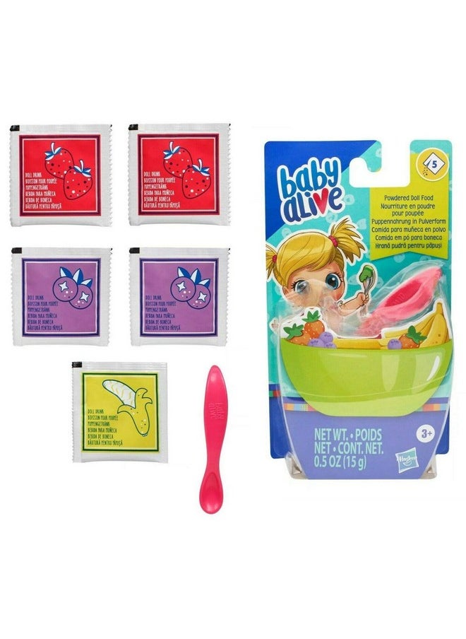 Baby Alive - Powdered Doll Food Refill, Baby Alive Accessories, 5 Doll Food Packets, Doll Spoon, Baby Alive Doll Toy For Kids 3 And Up - Image 1