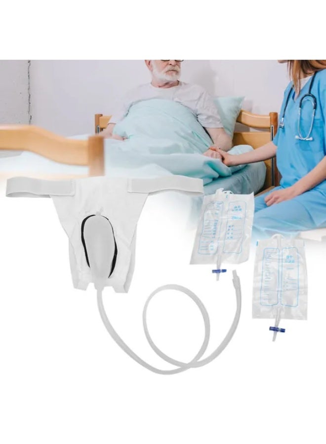 XiuWoo Male Urinal Bag Pee Bag Portable Wearable Men's Urinal Elastic Waistband Toilet Elastic Waistband Urine Replacement Collector (M) - Image 2