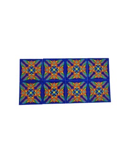 Shiv Kripa Blue Pottery Shiv Kripa Blue Pottery Home Decor Handmade Tabletop Interior Exterior Flooring Wall Kitchen Washroom Tile Floral Decorative Mosaic Wall Tiles 3 x 3 Inch Set of 8 Tiles Blue Color 