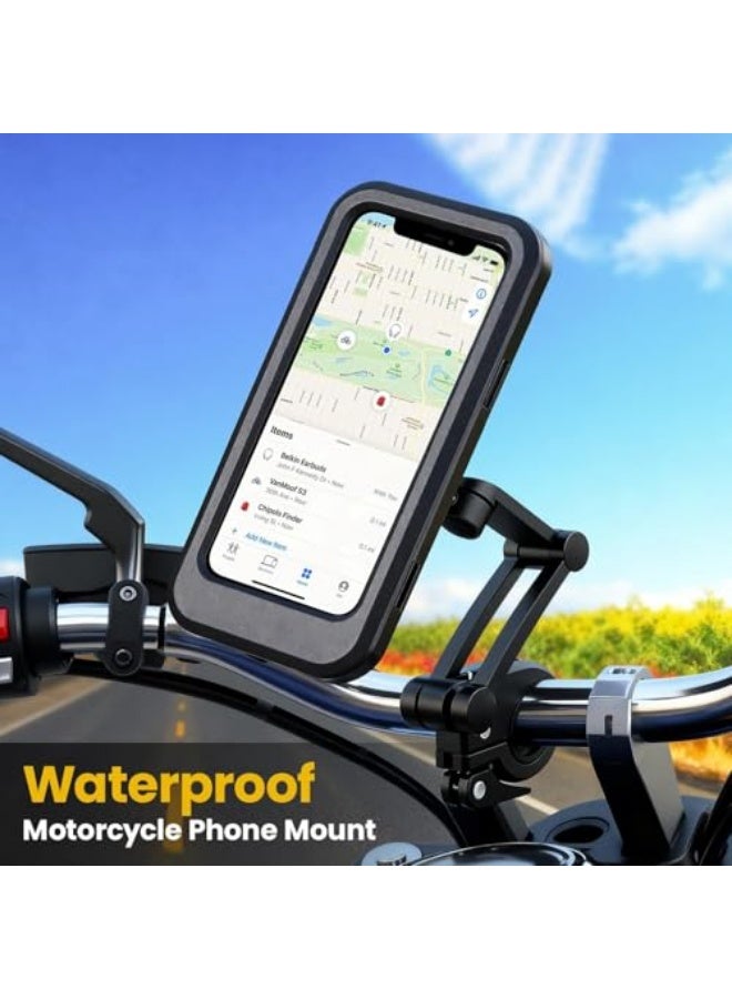 Anti-Theft Waterproof Motorcycle Phone Mount – 1" Ball Handlebar Stem Holder with Double Socket Arms & 720° Rotation – Fits 5.5–6.8 Inch Phones - Image 3