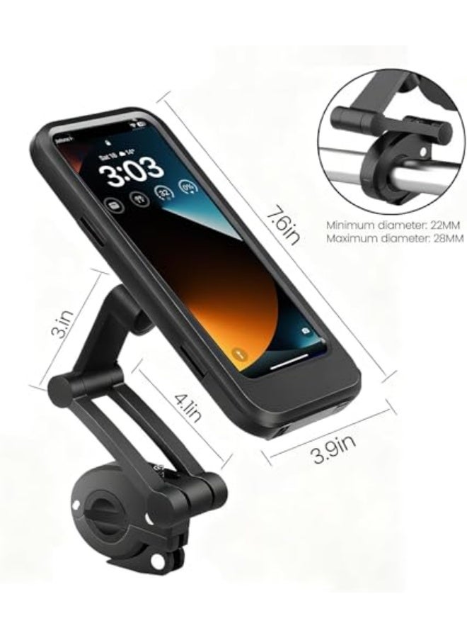 Anti-Theft Waterproof Motorcycle Phone Mount – 1" Ball Handlebar Stem Holder with Double Socket Arms & 720° Rotation – Fits 5.5–6.8 Inch Phones - Image 2