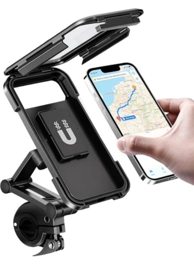 Anti-Theft Waterproof Motorcycle Phone Mount – 1" Ball Handlebar Stem Holder with Double Socket Arms & 720° Rotation – Fits 5.5–6.8 Inch Phones - Image 1